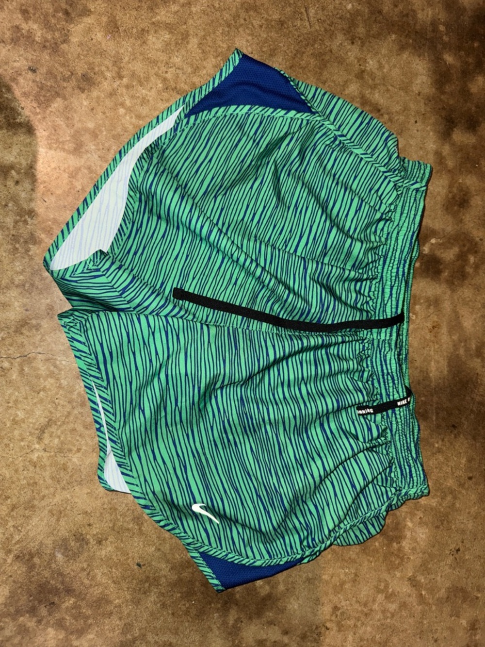 Nike Teal and Navy Wave-Print Running Shorts